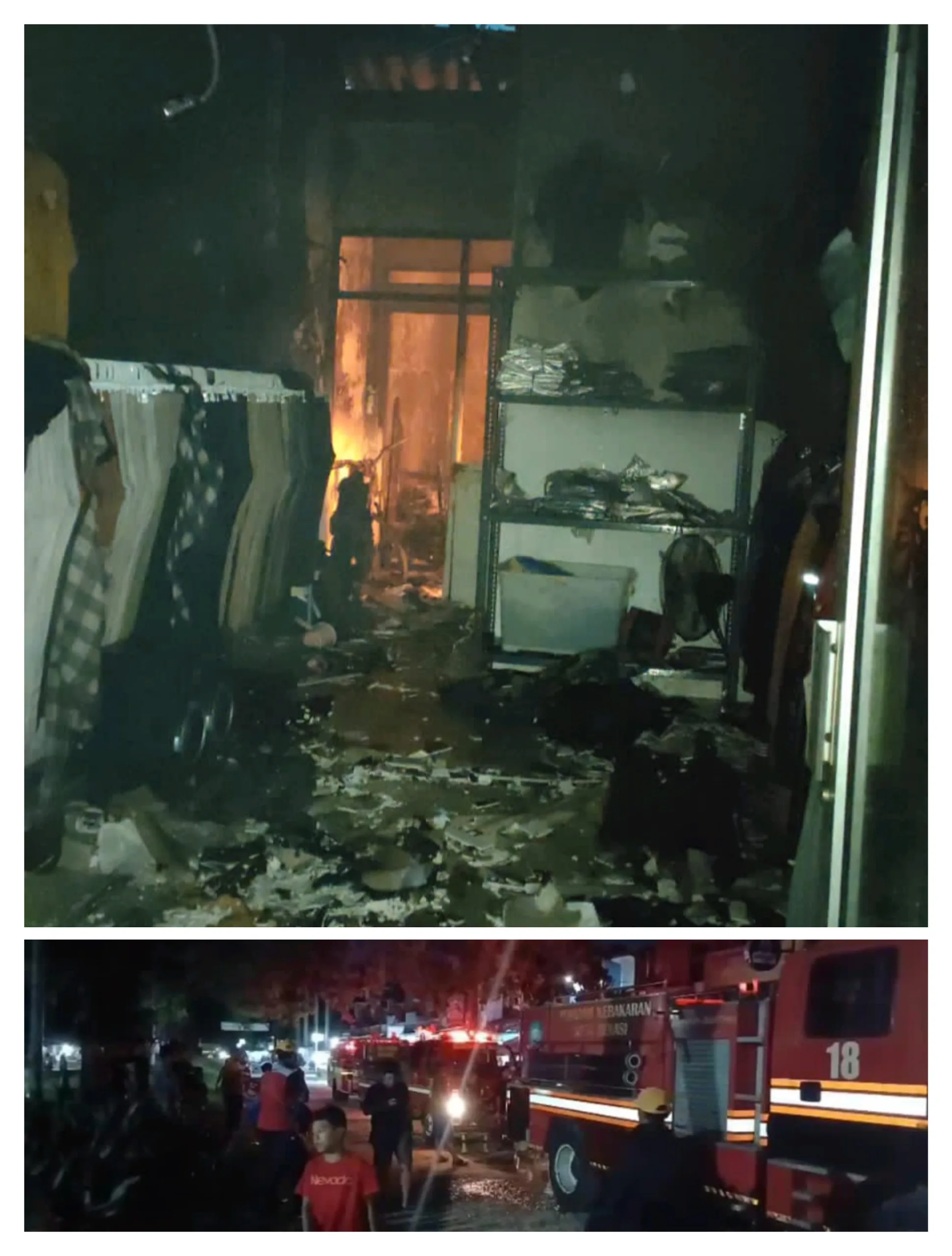 Duo Ruko Ludes Terbakar di Taman Kebalen, Dugaan Sementara Akibat Korsleting listrik 1